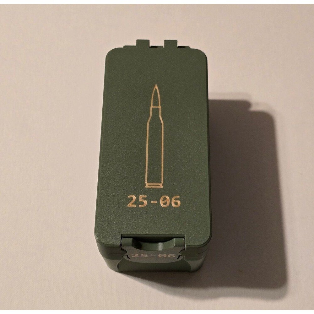 25-06 Ammo Box Snap Lock 50 rd 3D Printed Storage Olive Green Gold Pla